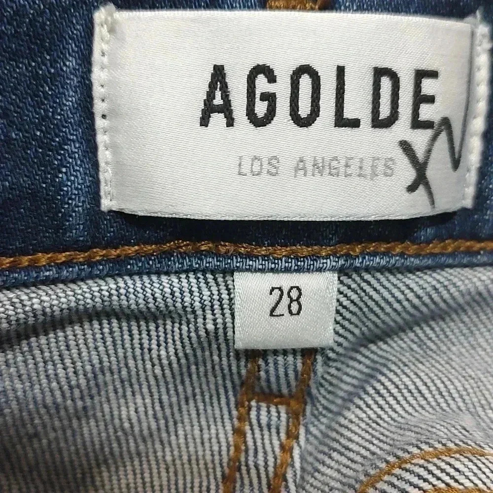 Agolde Women's High Rise Jeans - Dark Blue - Picture 8 of 9